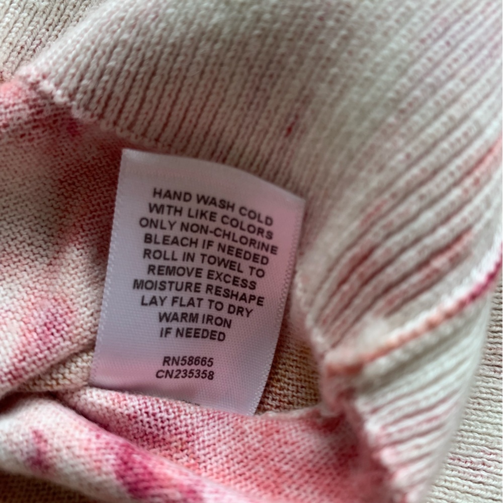 Caslon Watercolor 3/4 Sleeve Cardigan Button Up Pink Tan Women’s Medium Preloved - Picture 5 of 8